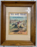 T.H. JACKSON'S COMMON SENSE LINIMENT ADVERTISING PICTURE EARLY PINE FRAME