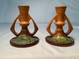 ROSEVILLE MATCHING CANDLE HOLDERS #1155-4 1/2
