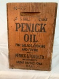 PENNICK OIL PENNICK & FORD LTD CEDAR RAPIDS, IA ADVERTISING WOODEN BOX 10.25