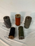 MISC ASSORTMENT OF 5 LARGE WOODEN SPOOLS WITH THREAD
