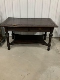CARVED OAK LIBRARY TABLE
