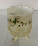 ENAMEL DECORATED OPALESCENT FOOTED VICTORIAN SPOONER
