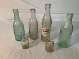 6 GLASS BOTTLES ALL WITH ADVERTISING