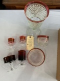 Flat of red glassware
