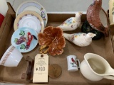 Small decorative plates, small pitcher and misc flat