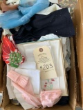 Box of Vintage gloves, Handkerchiefs, scarves and miscellaneous