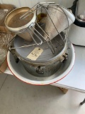 Pressure cooker strainers and large metal bowl