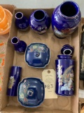 SEVERAL PIECES OF BLUE PAINTED POTTERY (JAPAN)