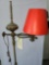 BRASS BRIDGE FLOOR LAMP WITH VINTAGE SHADE