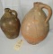 TWO UNMARKED REDWARE POTTERY JUGS