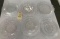 SIX MISC CLEAR PATTERNED GLASS SERVING PLATES