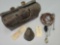 ANTIQUE ALLIGATOR DOCTORS MEDICAL BAG (BROKEN HANDLE) WITH MEDICAL INSTRUMENTS