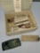 WOODEN BOX OF TRACHEOTOMY TUBES AND MISC OTHER INSTRUMENTS