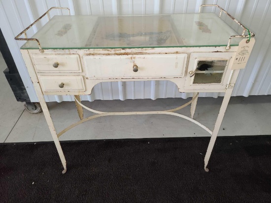 VINTAGE SALON TABLE WITH GLASS TOP