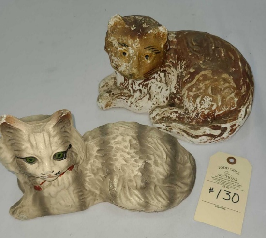 TWO CHALKWARE CATS