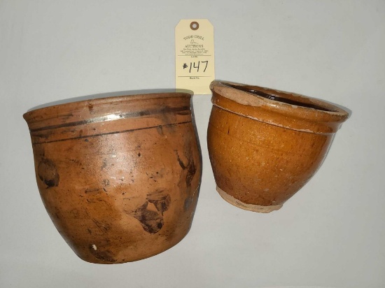 TWO EARLY UNMARKED POTTERY BOWLS