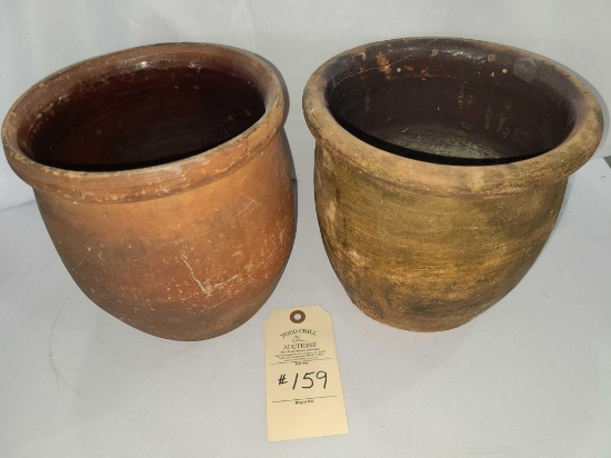 TWO REDWARE POTTERY POTS
