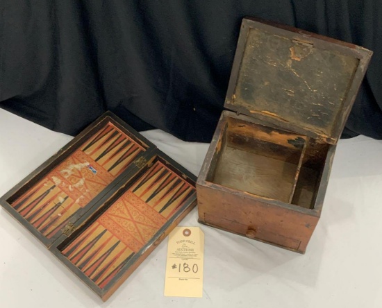 TWO WOODEN GAMING BOXES