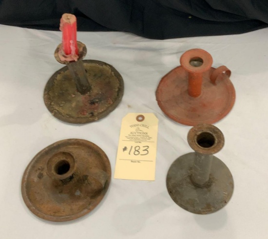 PRIMITIVE TIN TYPE ADJUSTABLE CANDLE HOLDERS