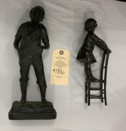 TWO SMALL METAL STATUES