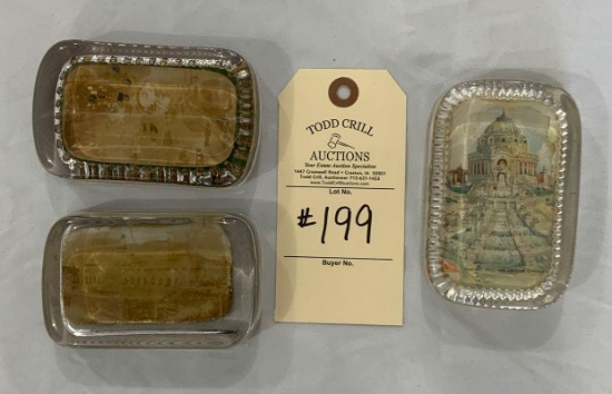 THREE GLASS ANTIQUE PAPER WEIGHTS