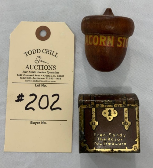 WORLDS FAIR SOUVENIR ACORN STOVES AND EVER READY RAZOR BOX
