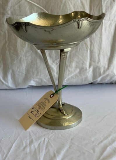 HAMMERED PEWTER COMPOTE 1930'S