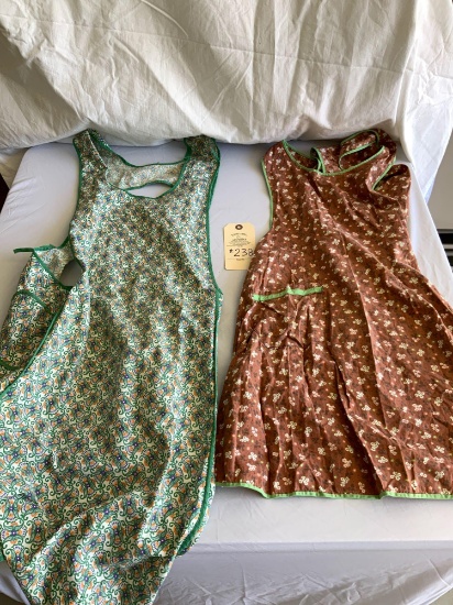 TWO VINTAGE GRANNY APRONS