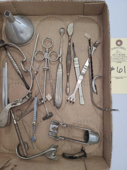 FLAT OF ANTIQUE MEDICAL INSTRUMENTS