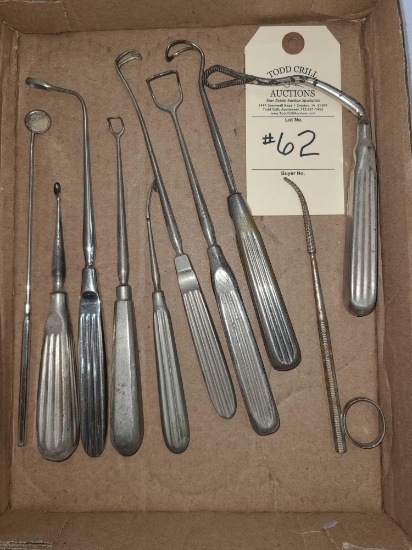 FLAT OF ANTIQUE MEDICAL INSTRUMENTS