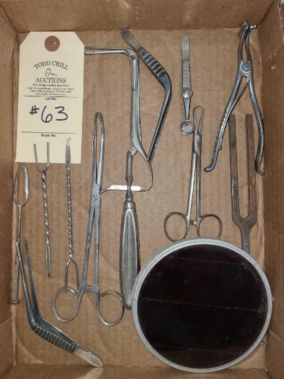 FLAT OF ANTIQUE MEDICAL INSTRUMENTS