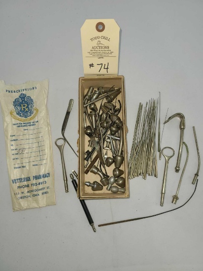 FLAT OF ANTIQUE MEDICAL INSTRUMENTS