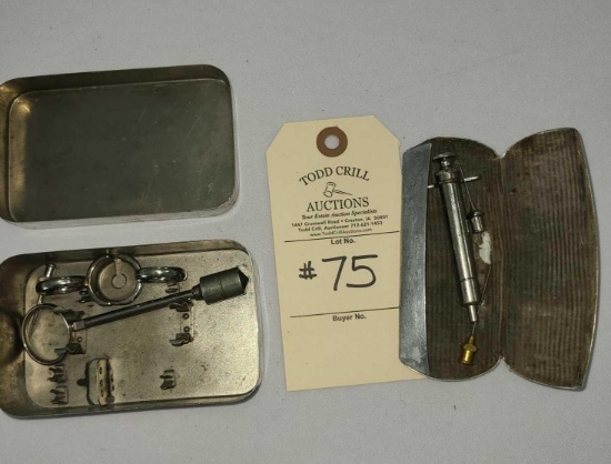 ANTIQUE TINS WITH MEDICAL INSTRUMENTS