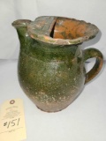 EARLY GREEN POTTERY PITCHER