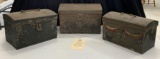 THREE ANTIQUE TIN DOCUMENT/ CASH BOXES