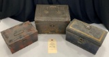 THREE ANTIQUE TIN DOCUMENT/ CASH BOXES