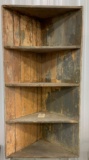 PRIMITIVE WOODEN CORNER CABINET WITH SHELVES