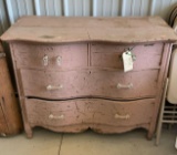 PRIMITIVE FOUR DRAWER WOODEN DRESSER WITH GLASS KNOBS/PULLS