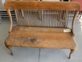 QUARTERSAWN OAK SLAT BACK WOOD BENCH