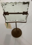 METAL PEDESTAL PICTURE FRAME WITH EDGED GLASS