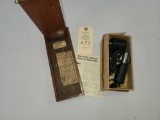 ANTIQUE SPHYGMOMANOMETER WOODEN BOX AND FOCAL ILLUMINATOR IN BOX