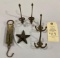 SCALE, CAST IRON STAR AND EARLY COAT HOOKS