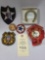 MISC. MILITARY PATCHES AND A GOLD HORSE MEDAL AND BUTTON/RIBBON, REPUBLICAN GIFT HORSE SHOE