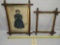 2 TRAMP ART FRAMES ONE EMPTY AND ONE WITH 1880'S HAND KNITTED PICTURE