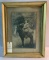 ANTIQUE GOLD FRAMED PICTURE OF HORSE AND RIDER WITH GUN