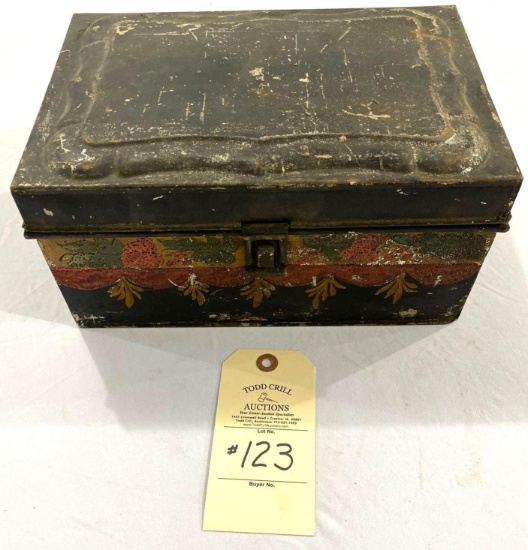 TIN DECORATED BOX WITH LID