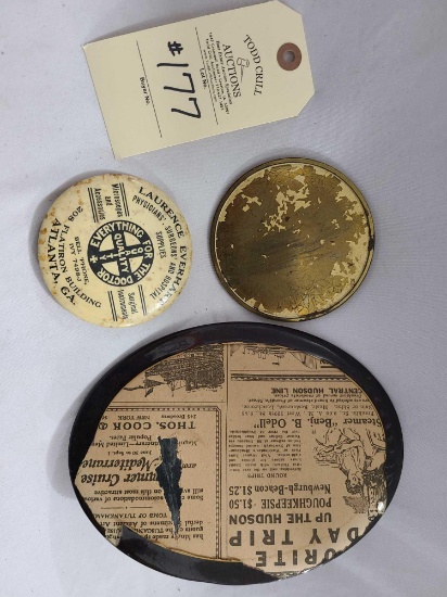 ADVERTISING MIRROR BUTTON, LG COMPACT AND OVAL PICTURE FRAME