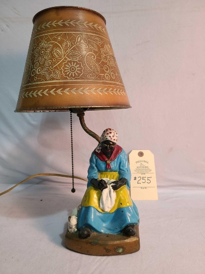 BLACK FOLK ART DESK LAMP