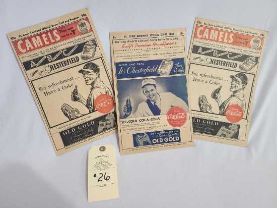 3 SCORE CARDS/PROGRAMS ST. LOUIS CARDINALS BASEBALL MEMORABILIA