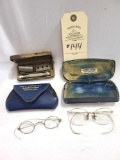 WW I SHAVING KIT AND 2 SETS OF EYE GLASSES